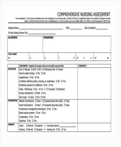 7+ Nursing Assessment Form Samples - Free Sample, Example, Format Download