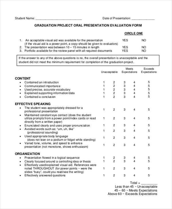 FREE 7+ Oral Presentation Evaluation Forms in PDF | MS Word