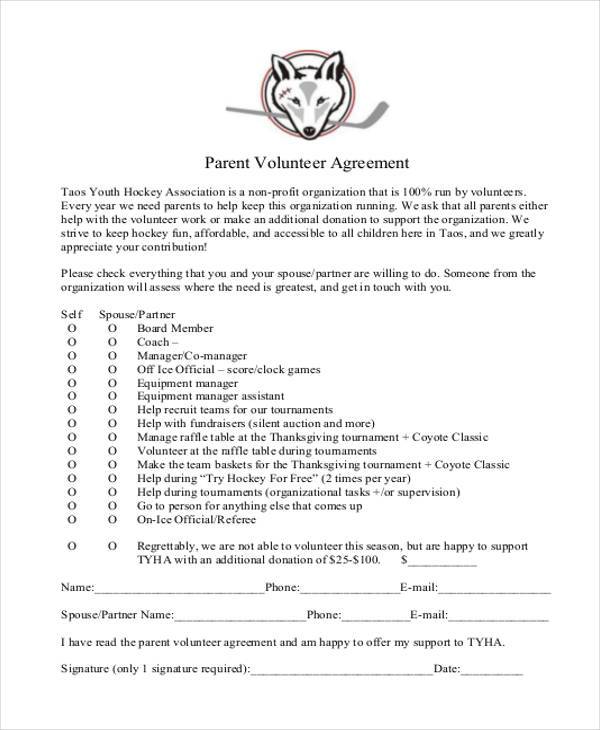 FREE 10 Sample Volunteer Agreement Forms In PDF MS Word