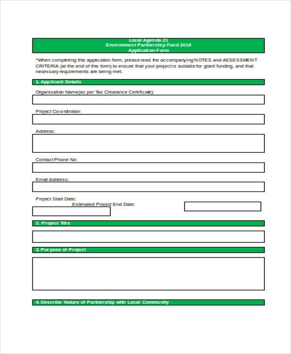 partnership application form in doc