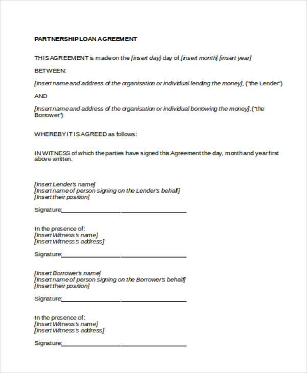 partnership loan agreement form1