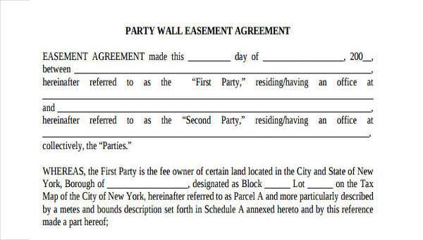 party wall agreement form samples