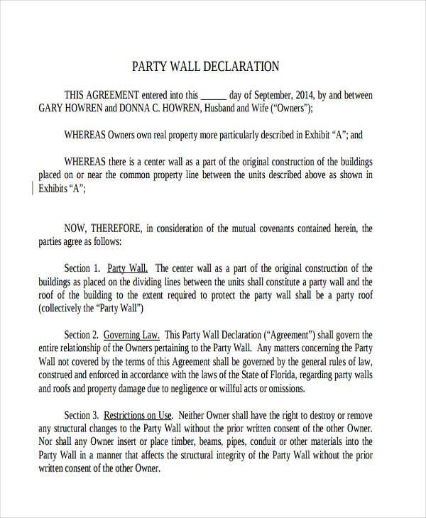 party wall declaration agreement form1