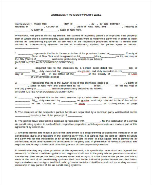 FREE 8+ Party Wall Agreement Form Samples in PDF MS Word