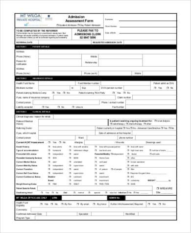 patient admission assessment form1