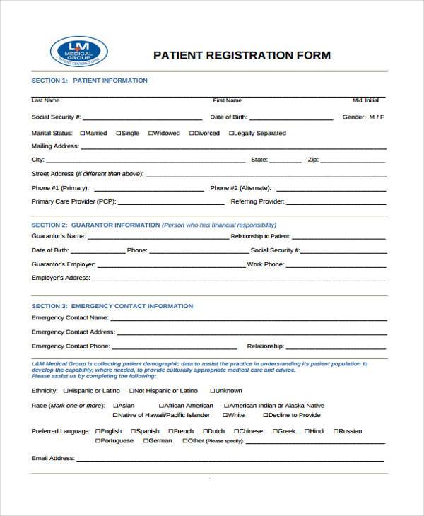 FREE 7 Patient Registration Form Samples In Sample
