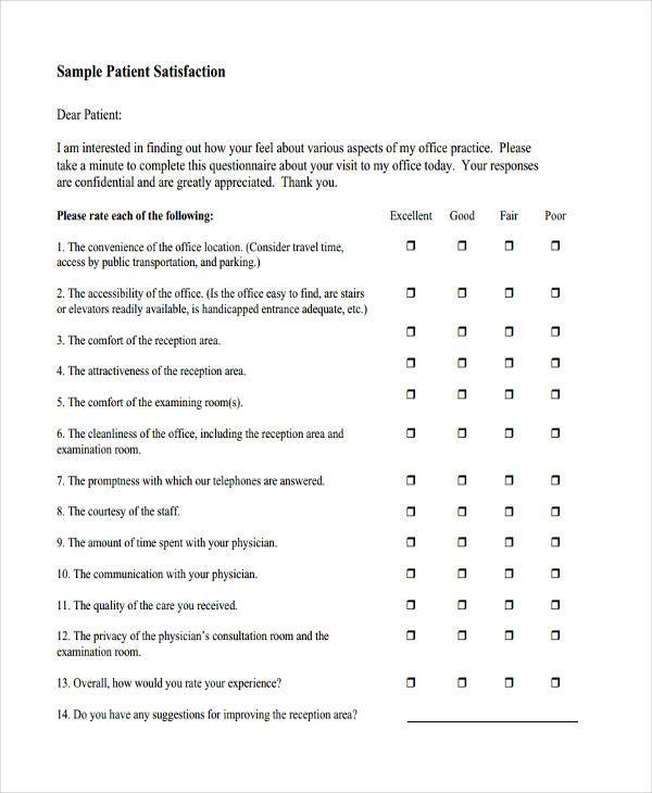 patient satisfaction feedback form