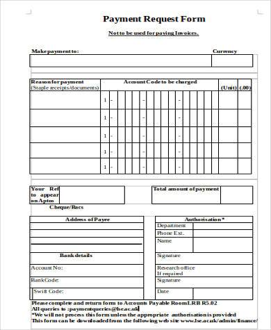 payment request form in word format1