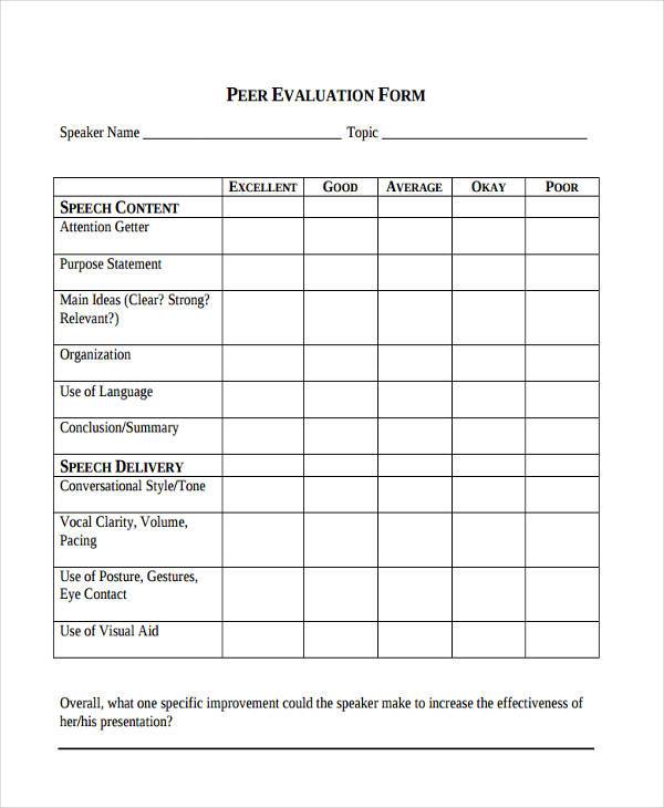 FREE 12+ Peer Evaluation Forms in PDF | MS Word | Excel