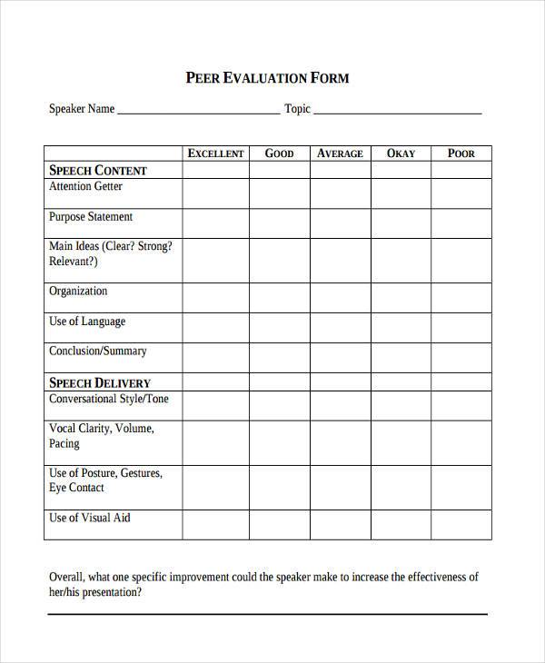 FREE 16+ Peer Evaluation Form Samples, PDF, MS Word, Google Docs, Excel