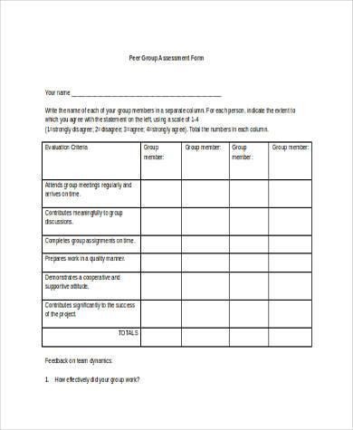 peer group assessment form