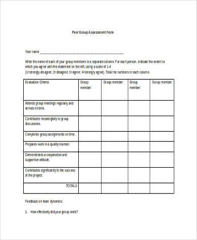 FREE 8+ Sample Peer Assessment Forms in PDF | MS Word