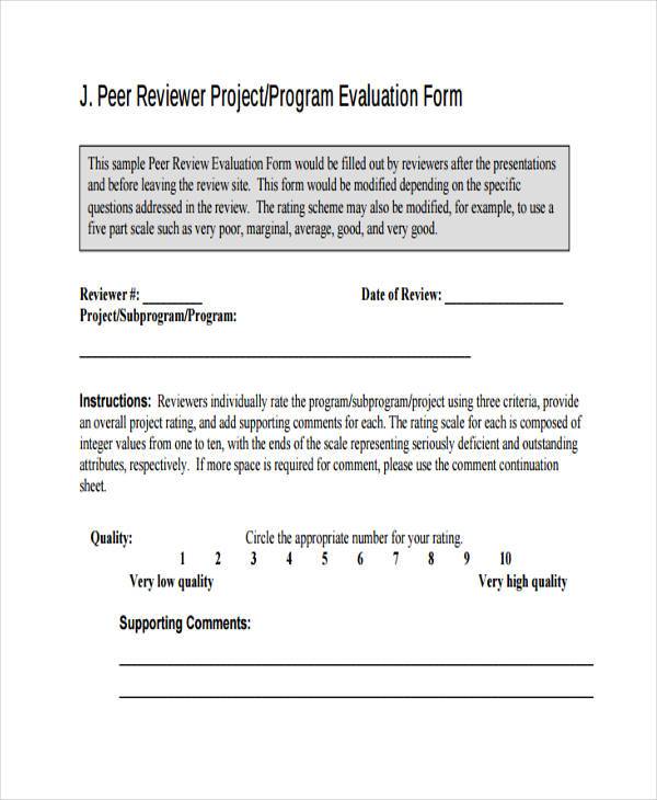 FREE 12+ Peer Evaluation Forms in PDF | MS Word | Excel