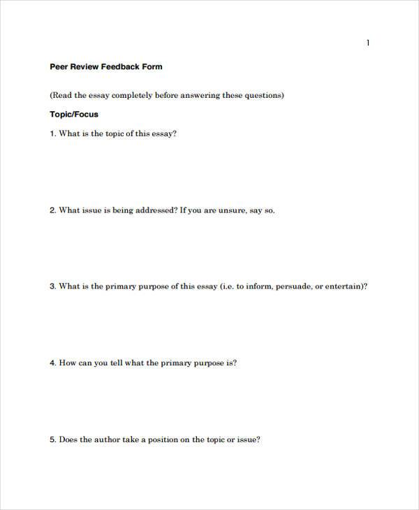 peer review feedback form