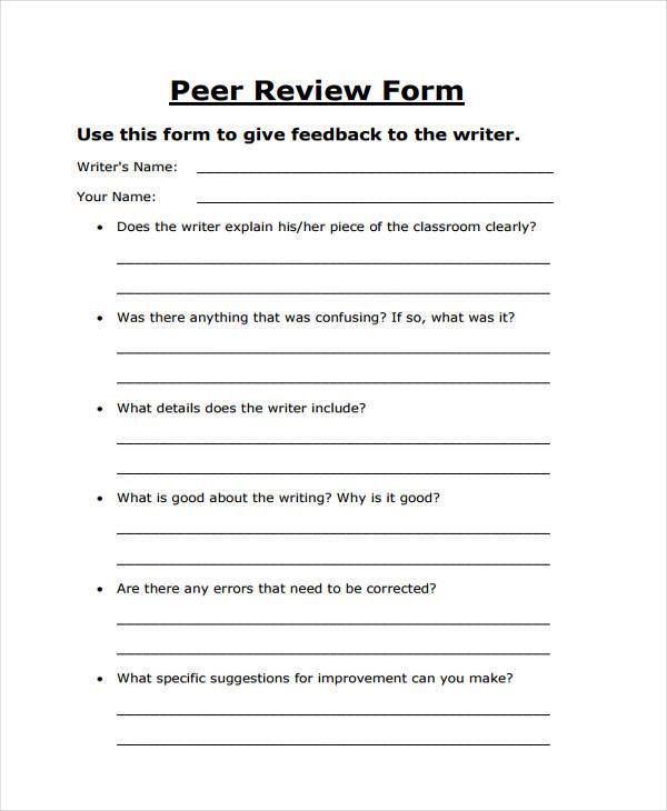 peer review essay template