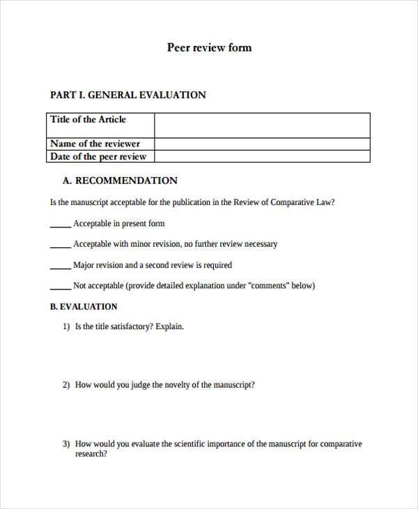 peer review form in pdf