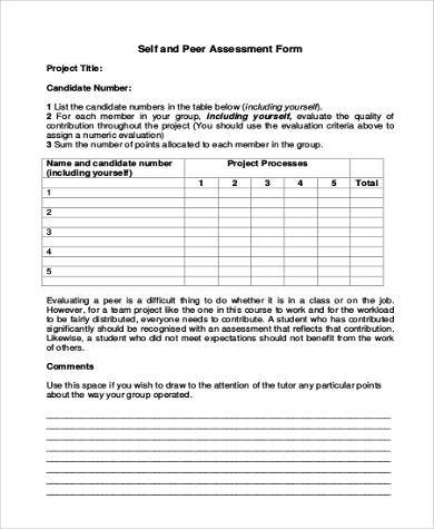 peer and self assessment form