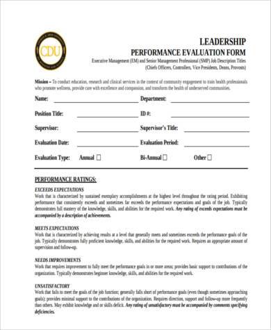 performance appraisal evaluation form