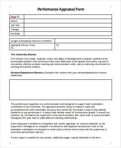 performance appraisal form in word format