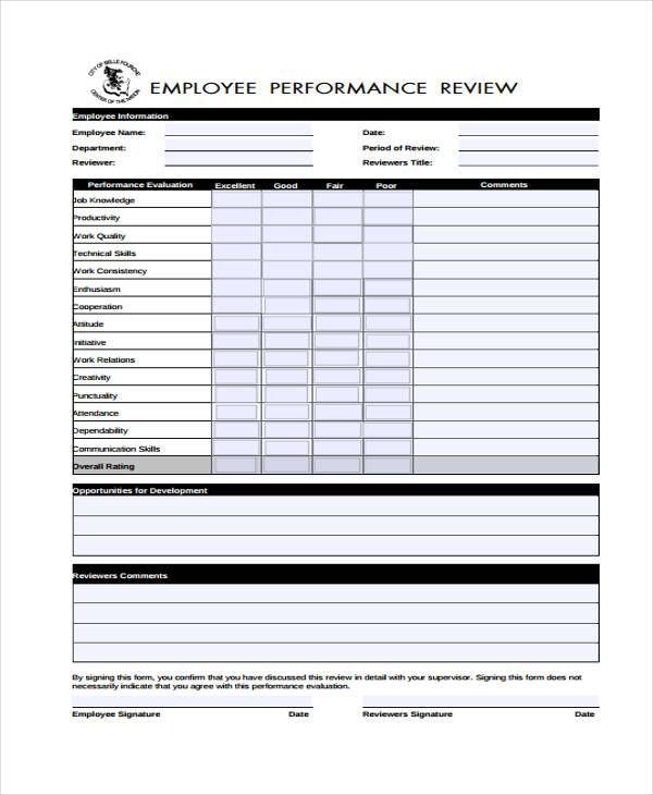 FREE 10+ Performance Evaluation Forms in PDF | MS Word | Excel