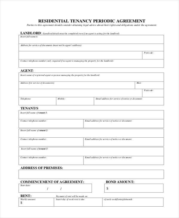 periodic rental agreement form