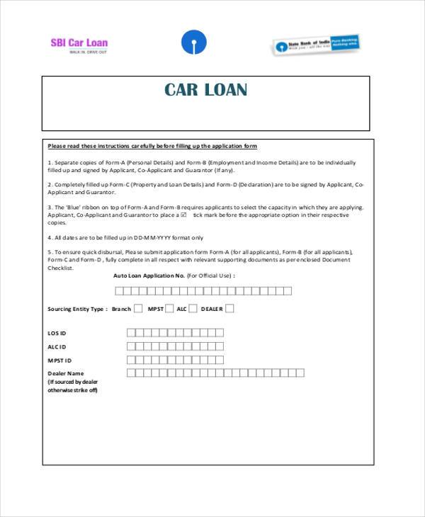 personal car loan agreement form