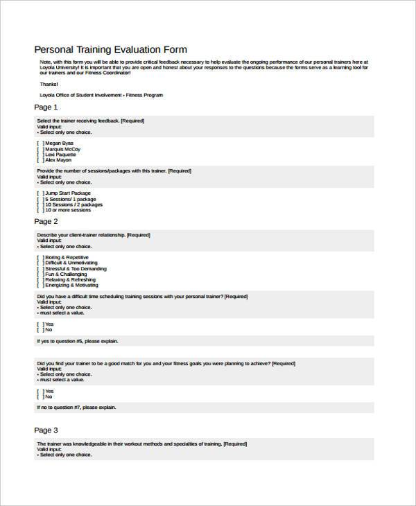 personal fitness evaluation form1