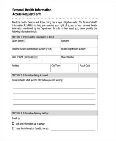 health information form Forms Free Documents Personal Word, Sample PDF in  Health 8