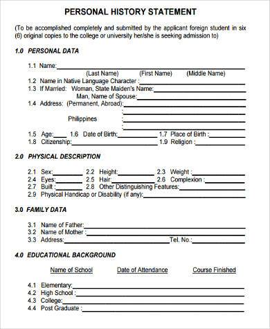 Sample Personal Statement Forms - 7+ Free Documents in 