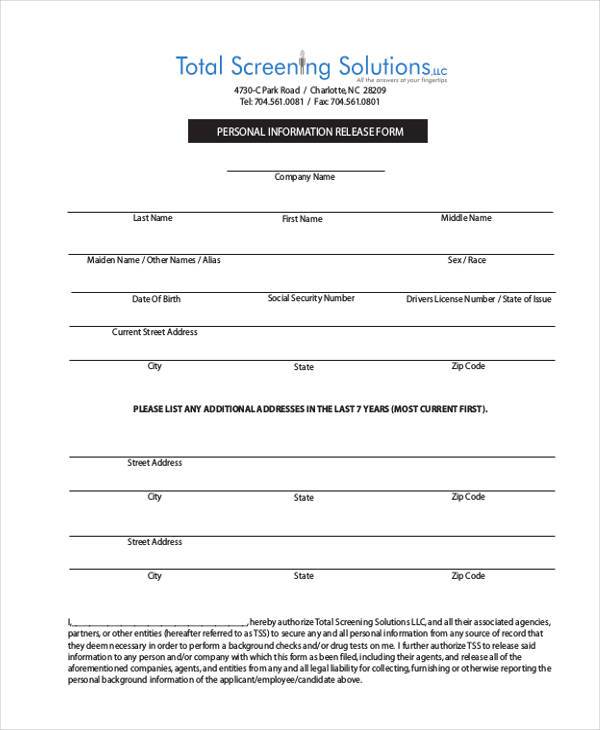 personal information release form1
