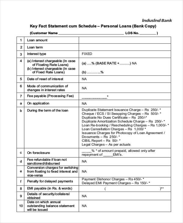 personal loan agreement form example