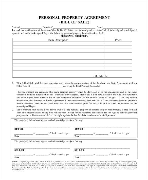 personal payment agreement form