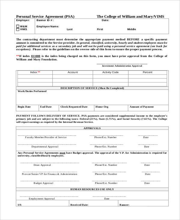 personal service agreement form2