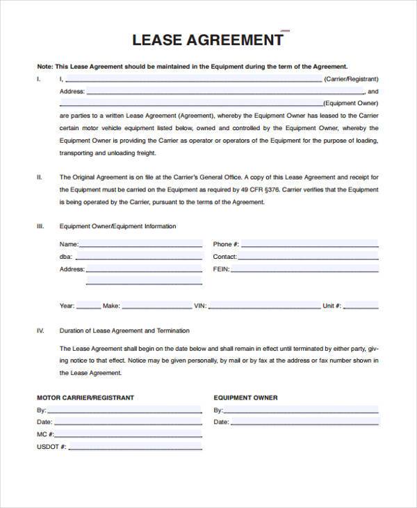 Truck Lease Agreement Printable Image To U