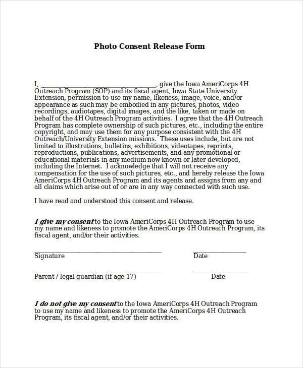 photo consent release form