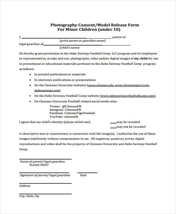 photography consent form example