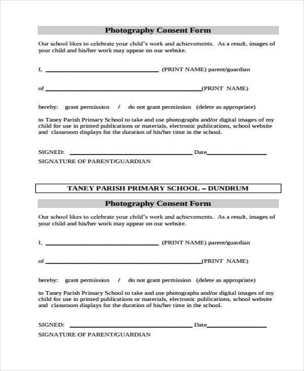 photography consent form sample