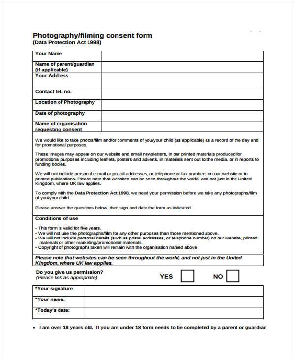 photography parental consent form