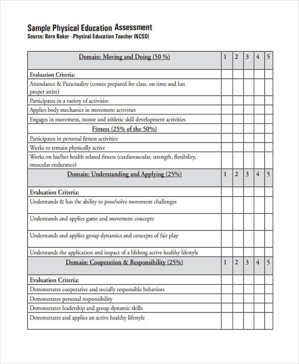 formative assessment for physical education