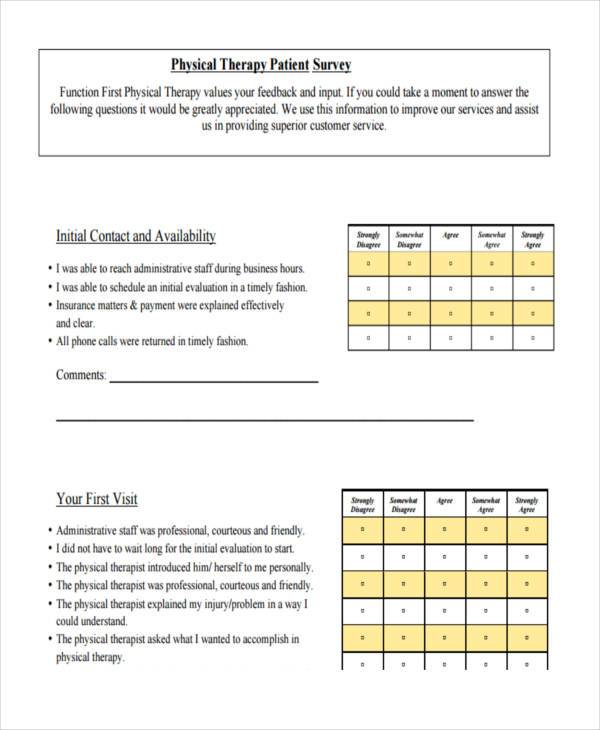 physiotherapy patient feedback form