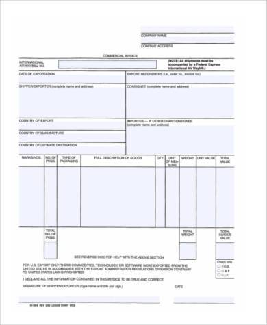 form invoice ups Invoice 7 WORD FREE PDF  Sample  Plumbing  Forms in