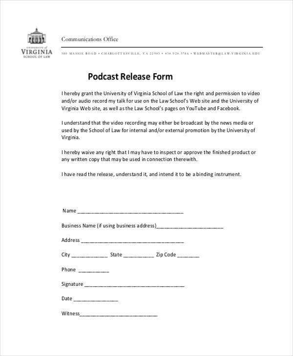 podcast interview release form
