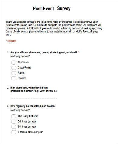 post event survey form example