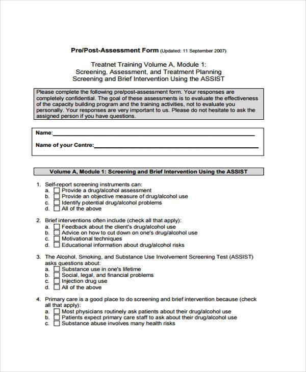 FREE 8 Training Assessment Form Samples In PDF Excel