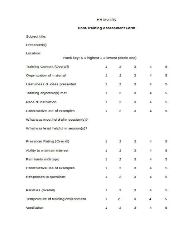 FREE 33+ Sample Free Assessment Forms in MS Word | PDF | Excel