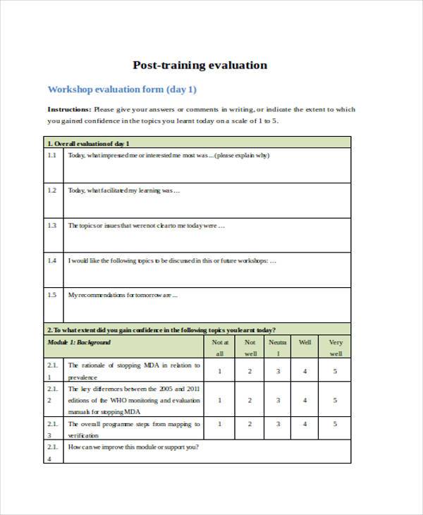 FREE 43 Evaluation Forms In MS Word PDF Excel
