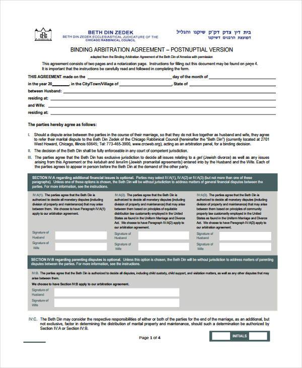 FREE 7+ Sample Postnuptial Agreement Forms in PDF | MS Word