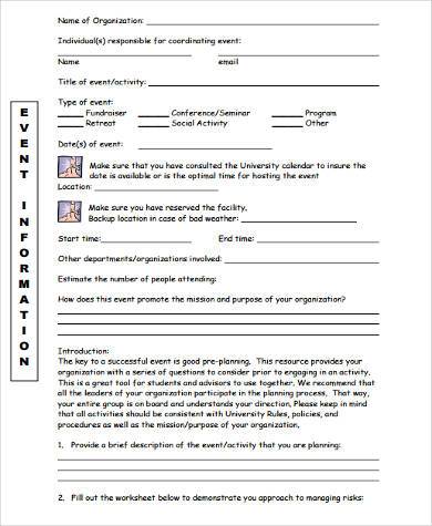 pre event survey form