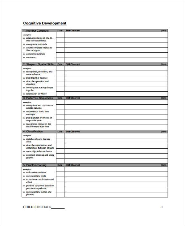 Assessment Form For Preschool