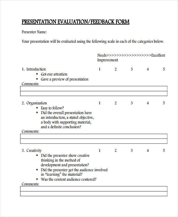 presentation evaluation feedback form1